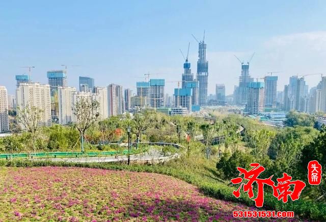 济南茂岭山山体公园景观修建基本完工，市民已去打卡健身