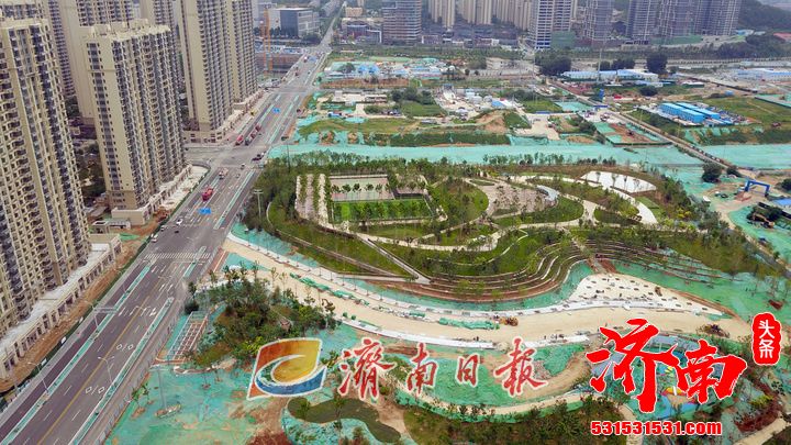济南南北康片区的望岳康体公园施工总量已完成65%